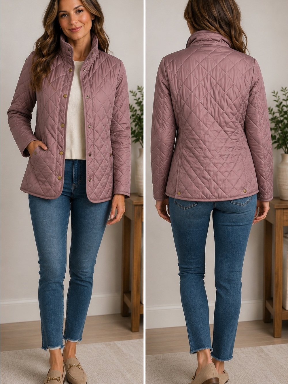 Valerie Bertinelli Quilted Jacket
Women's Small Mauve Snap Front